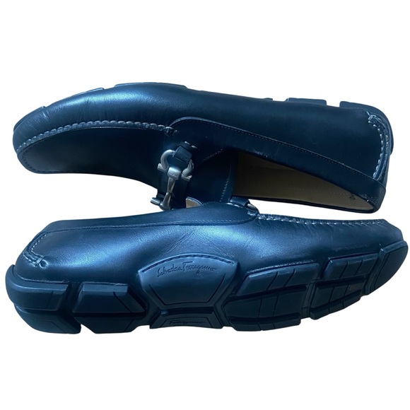 Salvatore Ferragamo Mens Size 9 EE Drivers Loafers Black Buckle Slip On Shoes main image 9